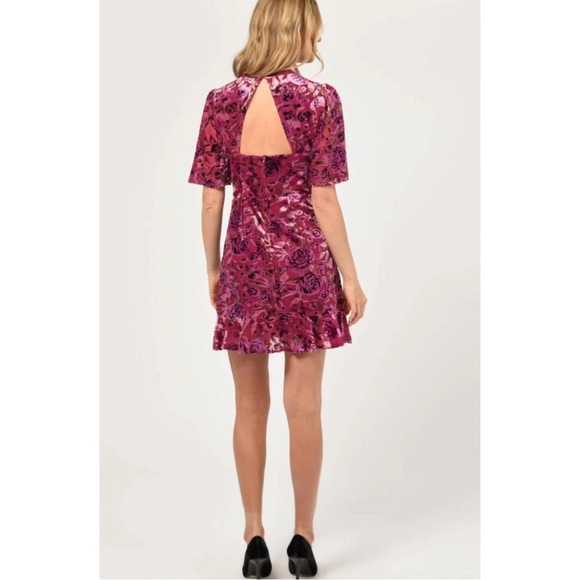 Adelyn Rae Larita Velvet Floral Open Back Mini Dress - Picture 2 of 9